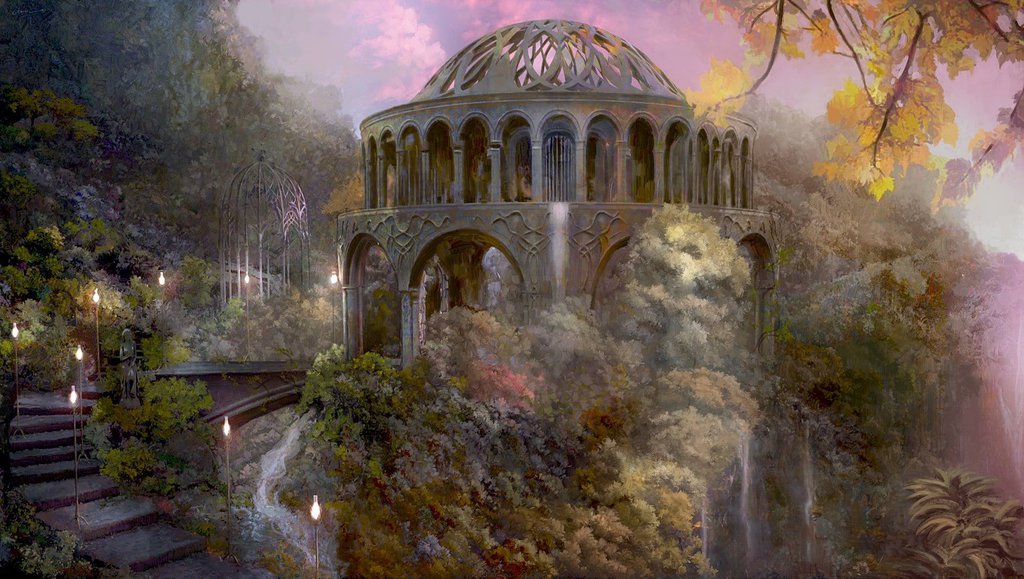 An artistic representation of elven architecture in the LOTR universe
