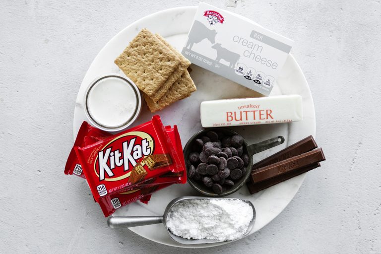 Ingredients for the Kit Kat Cheesecake