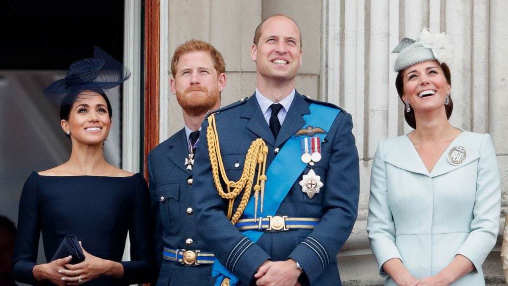 Pictured left to right: Meghan Markle, Prince Harry, Prince William of Wales, Princess Catherine of Wales